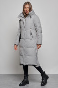 Оптом Пальто утепленное молодежное зимнее женское серого цвета 52351Sr в Ижевск, фото 3