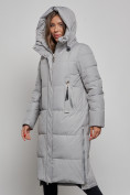 Оптом Пальто утепленное молодежное зимнее женское серого цвета 52351Sr в Оренбурге, фото 6