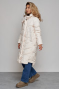 Оптом Пальто утепленное молодежное зимнее женское бежевого цвета 52355B в Перми, фото 11