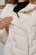 Оптом Пальто утепленное молодежное зимнее женское бежевого цвета 52355B, фото 18