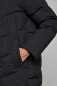 Оптом Пальто утепленное молодежное зимнее женское черного цвета 52355Ch в Челябинске, фото 11