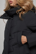 Оптом Пальто утепленное молодежное зимнее женское черного цвета 52355Ch в Омске, фото 13