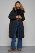 Оптом Пальто утепленное молодежное зимнее женское черного цвета 52355Ch в  Красноярске, фото 16