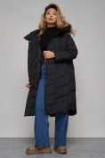 Оптом Пальто утепленное молодежное зимнее женское черного цвета 52355Ch в Казани, фото 17