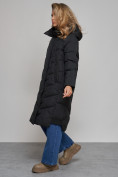 Оптом Пальто утепленное молодежное зимнее женское черного цвета 52355Ch в Омске, фото 19