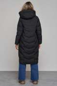 Оптом Пальто утепленное молодежное зимнее женское черного цвета 52355Ch в Оренбурге, фото 4