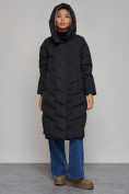 Оптом Пальто утепленное молодежное зимнее женское черного цвета 52355Ch в Челябинске, фото 5