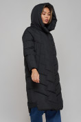 Оптом Пальто утепленное молодежное зимнее женское черного цвета 52355Ch в Уфе, фото 6