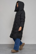 Оптом Пальто утепленное молодежное зимнее женское черного цвета 52355Ch в Волгоградке, фото 7