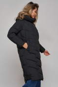 Оптом Пальто утепленное молодежное зимнее женское черного цвета 52355Ch в Самаре, фото 9