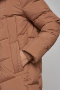 Оптом Пальто утепленное молодежное зимнее женское коричневого цвета 52355K, фото 11