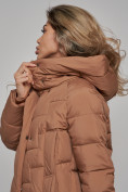 Оптом Пальто утепленное молодежное зимнее женское коричневого цвета 52355K в Сочи, фото 14