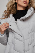 Оптом Пальто утепленное молодежное зимнее женское светло-серого цвета 52355SS, фото 15