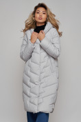 Оптом Пальто утепленное молодежное зимнее женское светло-серого цвета 52355SS в Екатеринбурге, фото 19