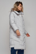 Оптом Пальто утепленное молодежное зимнее женское светло-серого цвета 52355SS, фото 20
