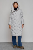 Оптом Пальто утепленное молодежное зимнее женское светло-серого цвета 52355SS, фото 5