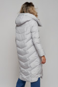 Оптом Пальто утепленное молодежное зимнее женское светло-серого цвета 52355SS в Перми, фото 9
