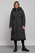Оптом Пальто утепленное молодежное зимнее женское черного цвета 52356Ch в Перми