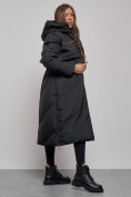 Оптом Пальто утепленное молодежное зимнее женское черного цвета 52356Ch в Перми, фото 13