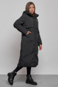 Оптом Пальто утепленное молодежное зимнее женское черного цвета 52356Ch в Казани, фото 2