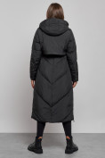 Оптом Пальто утепленное молодежное зимнее женское черного цвета 52356Ch в Перми, фото 4