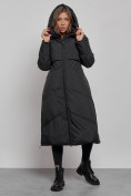 Оптом Пальто утепленное молодежное зимнее женское черного цвета 52356Ch в Челябинске, фото 5