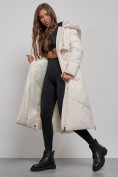 Оптом Пальто утепленное молодежное зимнее женское светло-бежевого цвета 52356SB в Астане, фото 15