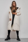 Оптом Пальто утепленное молодежное зимнее женское светло-бежевого цвета 52356SB в Баку, фото 16