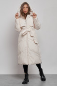 Оптом Пальто утепленное молодежное зимнее женское светло-бежевого цвета 52356SB, фото 5