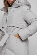 Оптом Пальто утепленное молодежное зимнее женское светло-серого цвета 52356SS, фото 10