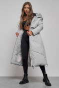 Оптом Пальто утепленное молодежное зимнее женское светло-серого цвета 52356SS, фото 13
