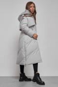 Оптом Пальто утепленное молодежное зимнее женское светло-серого цвета 52356SS, фото 14