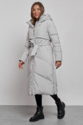 Оптом Пальто утепленное молодежное зимнее женское светло-серого цвета 52356SS в Санкт-Петербурге, фото 2