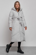 Оптом Пальто утепленное молодежное зимнее женское светло-серого цвета 52356SS, фото 3