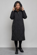 Оптом Пальто утепленное молодежное зимнее женское черного цвета 52358Ch в Ижевск, фото 6