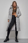 Оптом Пальто утепленное молодежное зимнее женское серого цвета 52358Sr в Санкт-Петербурге, фото 13