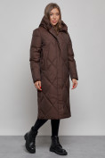 Оптом Пальто утепленное молодежное зимнее женское темно-коричневого цвета 52358TK в Алма-Ате, фото 2