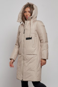 Оптом Пальто утепленное молодежное зимнее женское бежевого цвета 52359B в Казани, фото 2