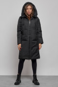 Оптом Пальто утепленное молодежное зимнее женское черного цвета 52359Ch в Сочи, фото 5