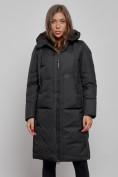 Оптом Пальто утепленное молодежное зимнее женское черного цвета 52359Ch в Оренбурге, фото 8