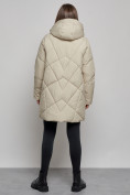 Оптом Зимняя женская куртка модная с капюшоном бежевого цвета 52361B в Казани, фото 4