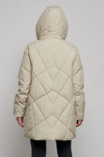Оптом Зимняя женская куртка модная с капюшоном бежевого цвета 52361B в Казани, фото 8