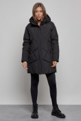 Оптом Зимняя женская куртка модная с капюшоном черного цвета 52361Ch в Екатеринбурге