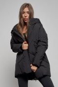 Оптом Зимняя женская куртка модная с капюшоном черного цвета 52361Ch в Екатеринбурге, фото 10