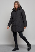 Оптом Зимняя женская куртка модная с капюшоном черного цвета 52361Ch в Казани, фото 3