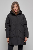Оптом Зимняя женская куртка модная с капюшоном черного цвета 52361Ch в Казани, фото 5