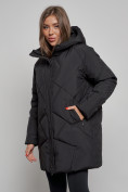 Оптом Зимняя женская куртка модная с капюшоном черного цвета 52361Ch в Екатеринбурге, фото 6