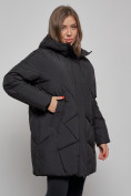 Оптом Зимняя женская куртка модная с капюшоном черного цвета 52361Ch в Казани, фото 7
