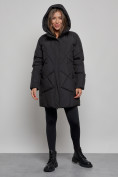 Оптом Зимняя женская куртка модная с капюшоном черного цвета 52361Ch в Казани, фото 9