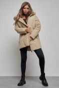 Оптом Зимняя женская куртка модная с капюшоном светло-коричневого цвета 52361SK в Казани, фото 12
